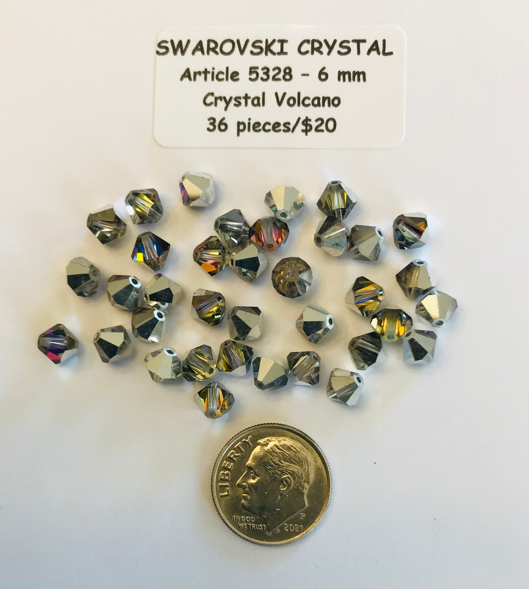 Swarovski Crystal Bicone Beads - Article 5301/5328 - 6mm - Crystal Volcano