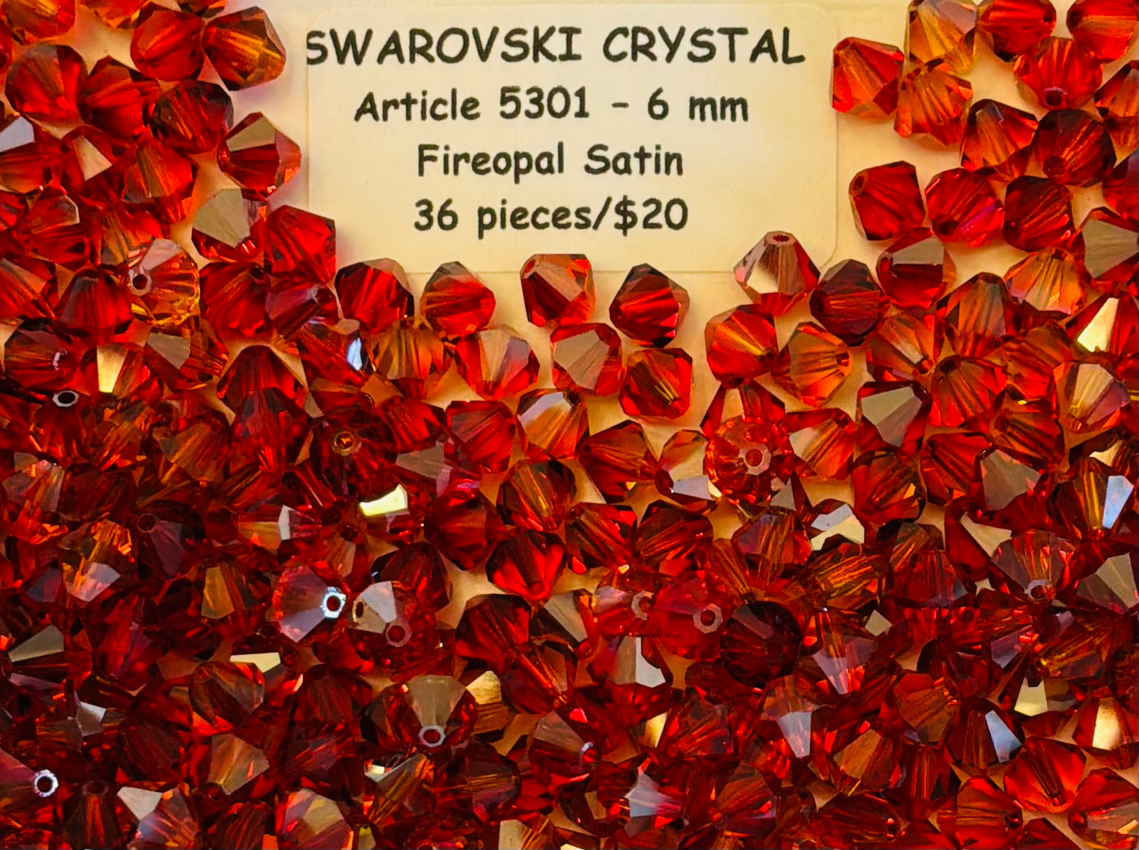 Swarovski Crystal Bicone Beads - Article 5301/5328 - 6mm - Fireopal Satin