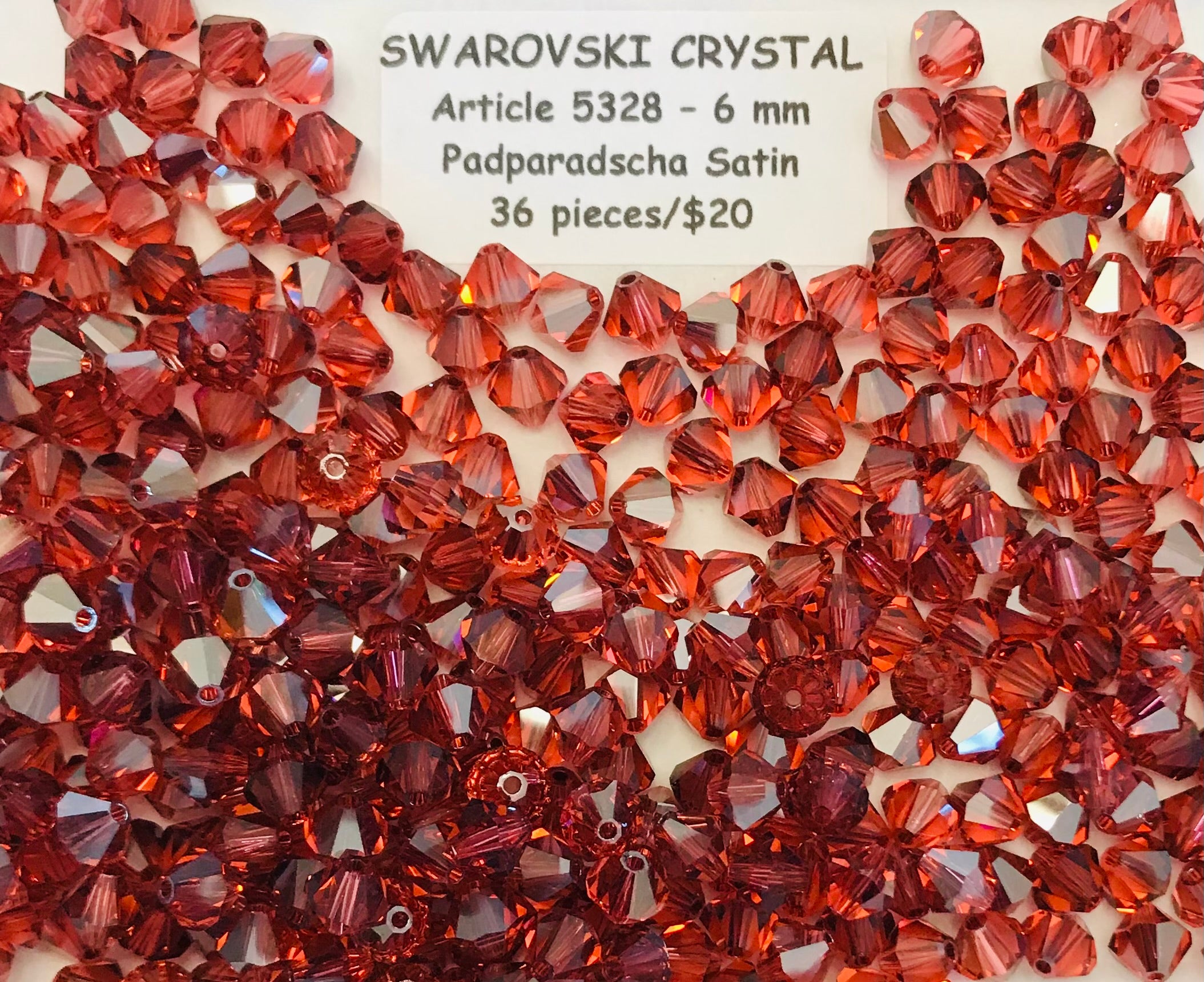Swarovski Crystal Bicone Beads - Article 5301/5328 - 6mm - Padparadscha Satin