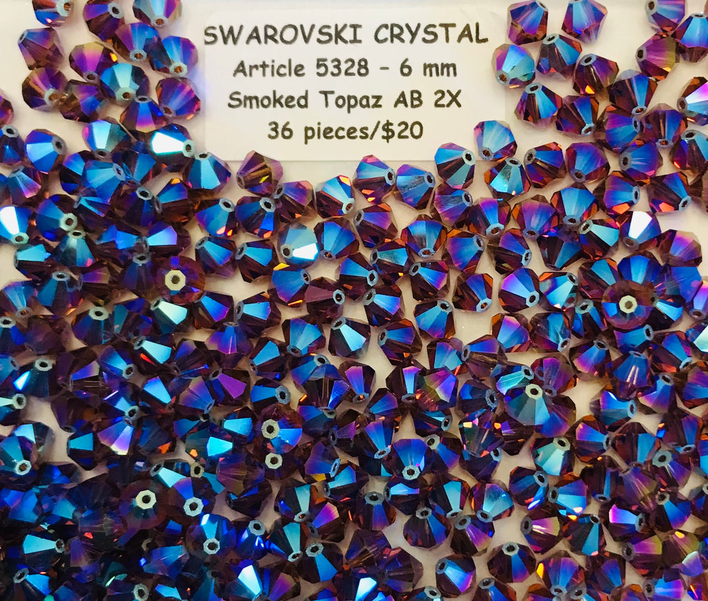Swarovski Crystal Bicone Beads - Article 5301/5328 - 6mm - SmokedTopaz AB 2X