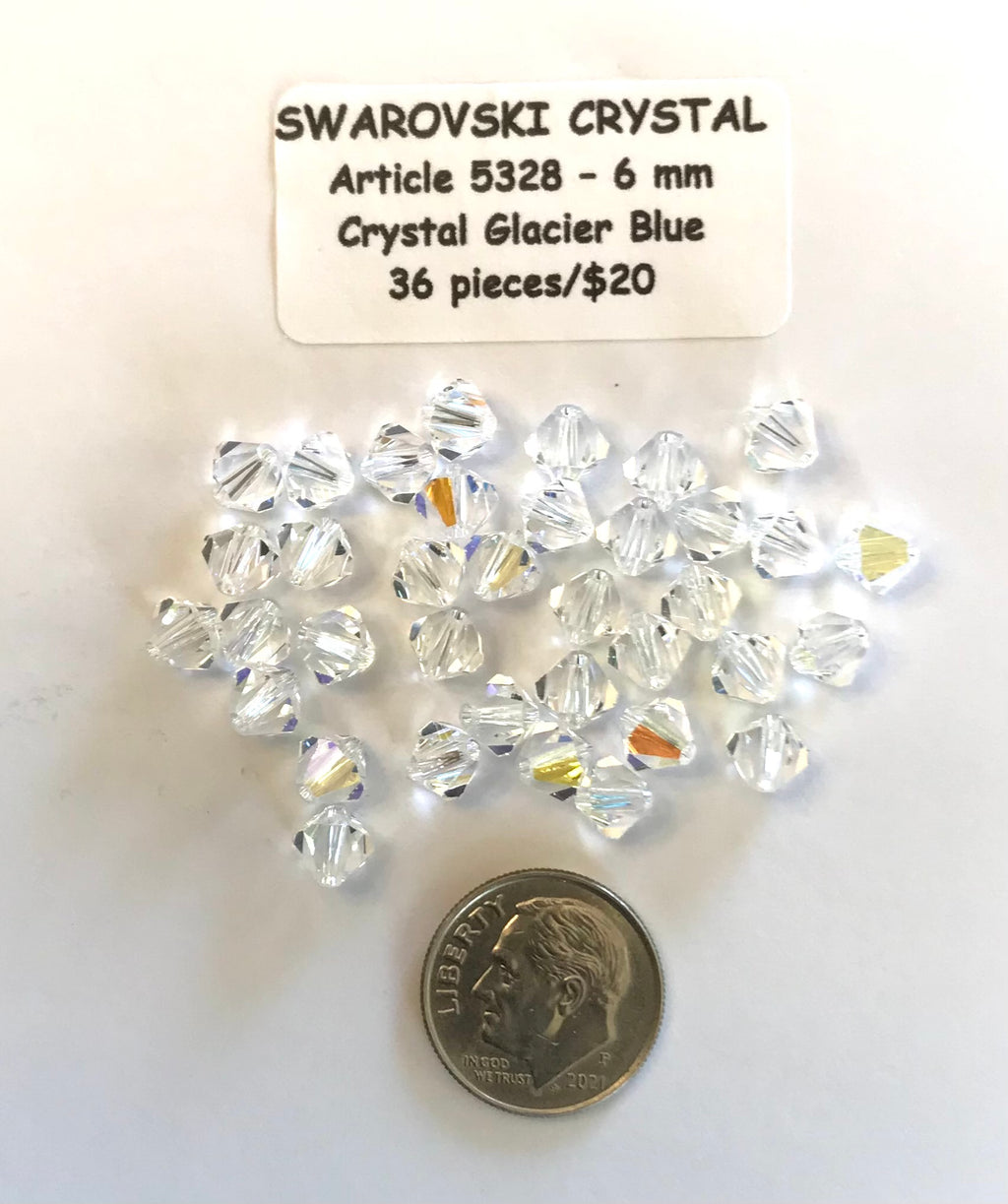 Swarovski Crystal Bicone Beads - Article 5301/5328 - 6mm - Crystal Glacier Blue