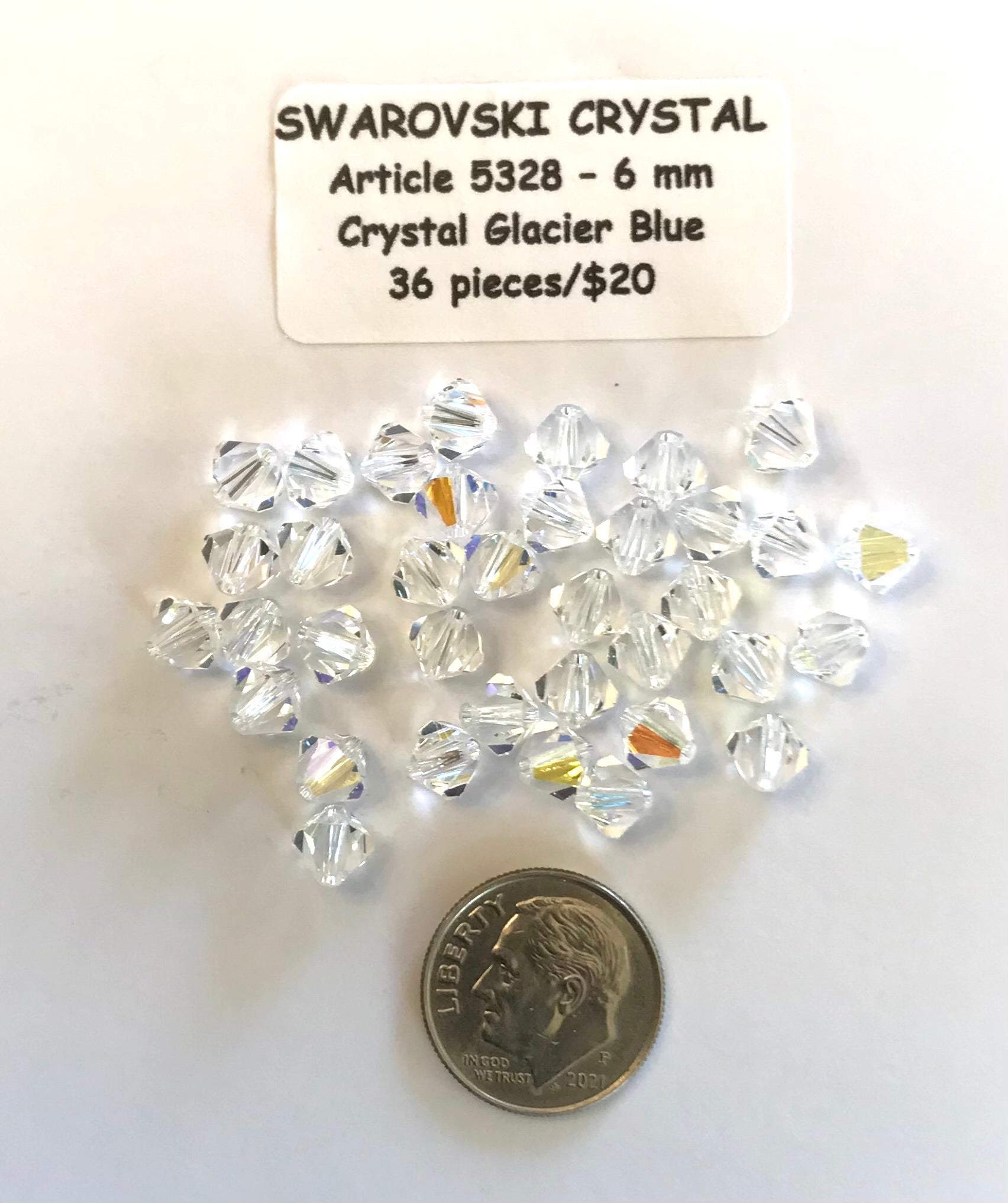Swarovski Crystal Bicone Beads - Article 5301/5328 - 6mm - Crystal Glacier Blue