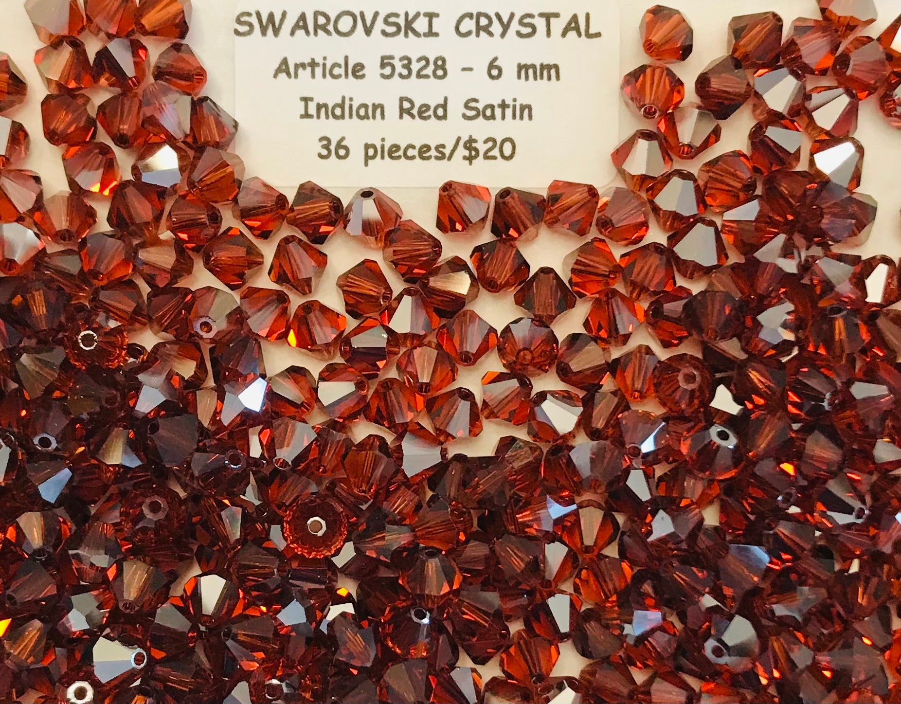 Swarovski Crystal Bicone Beads - Article 5301/5328 - 6mm - Indian Red Satin