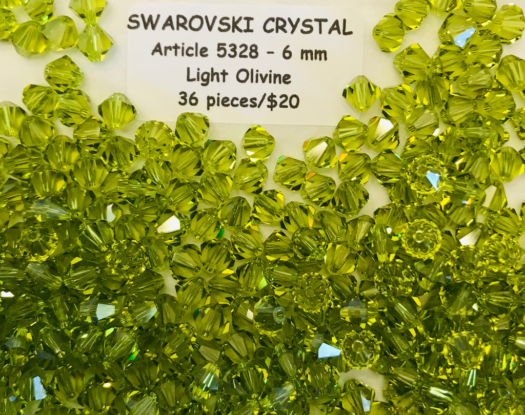Swarovski Crystal Bicone Beads - Article 5301/5328 - 6mm - Light Olivine
