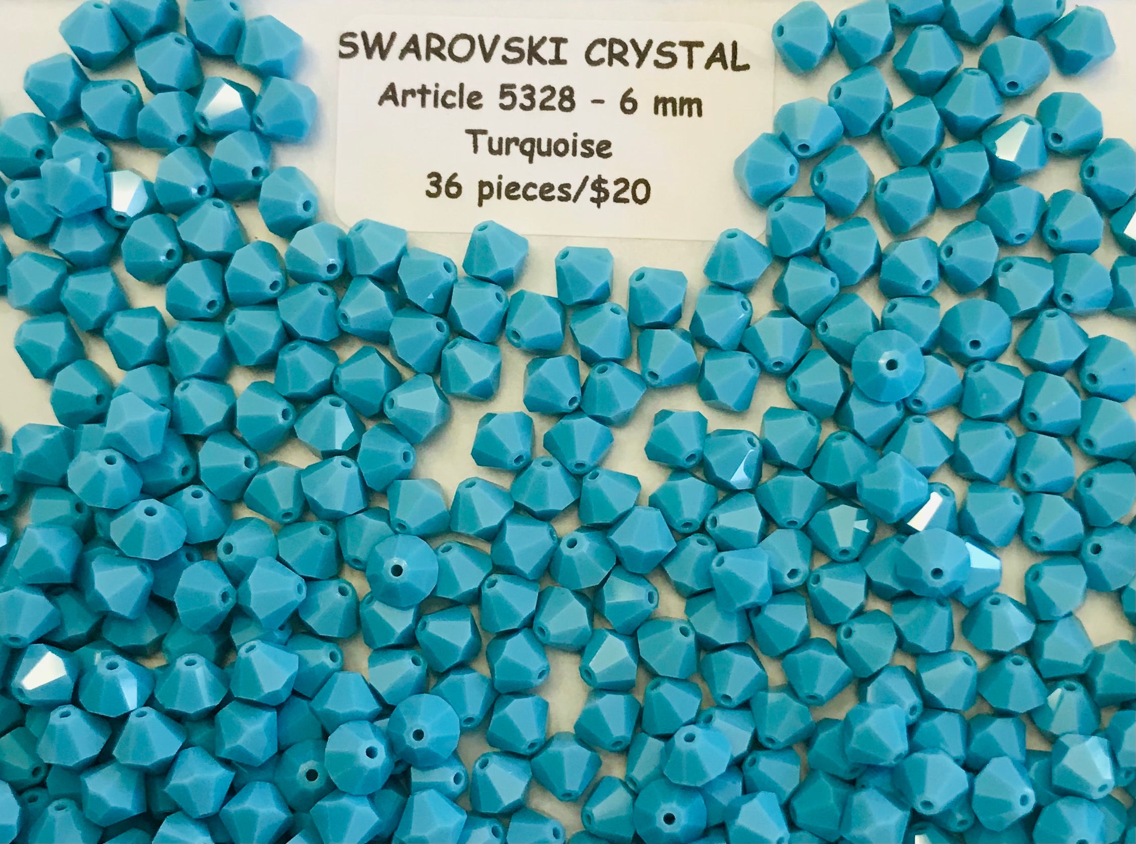 Swarovski Crystal Bicone Beads - Article 5301/5328 - 6mm - Turquoise