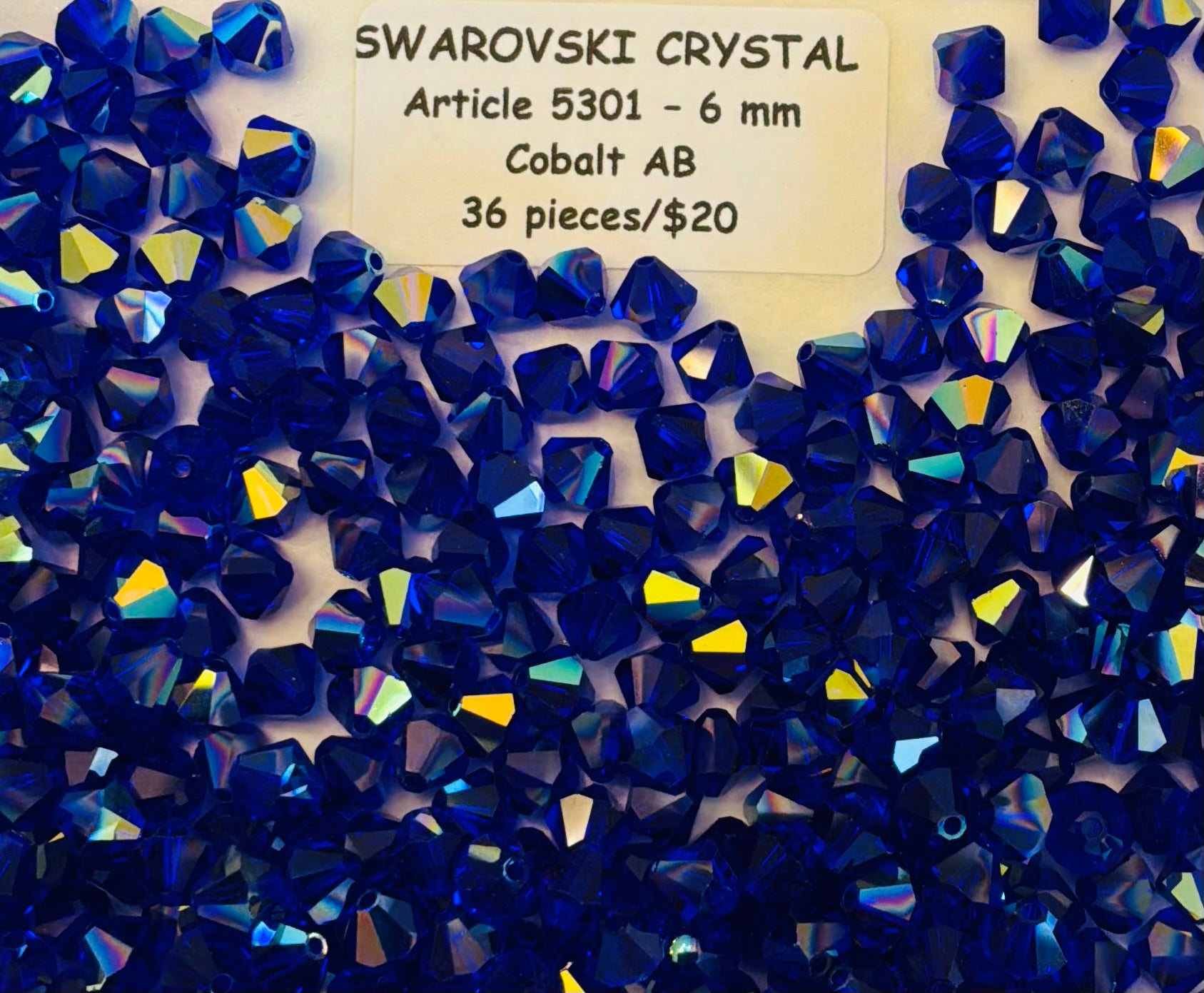 Swarovski Crystal Beads - Article 5301/5328 - the Bicone Bead - 6mm - Cobalt AB