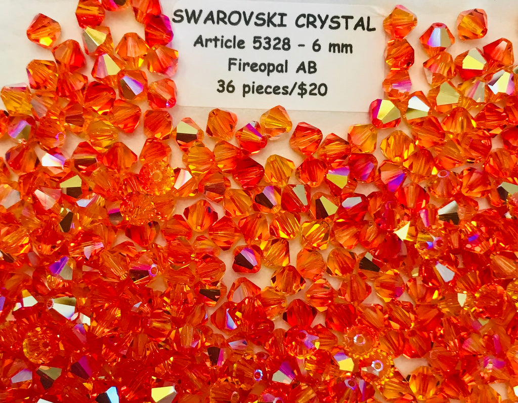 Swarovski Crystal Bicone Beads - Article 5301/5328 - 6mm - Fireopal AB