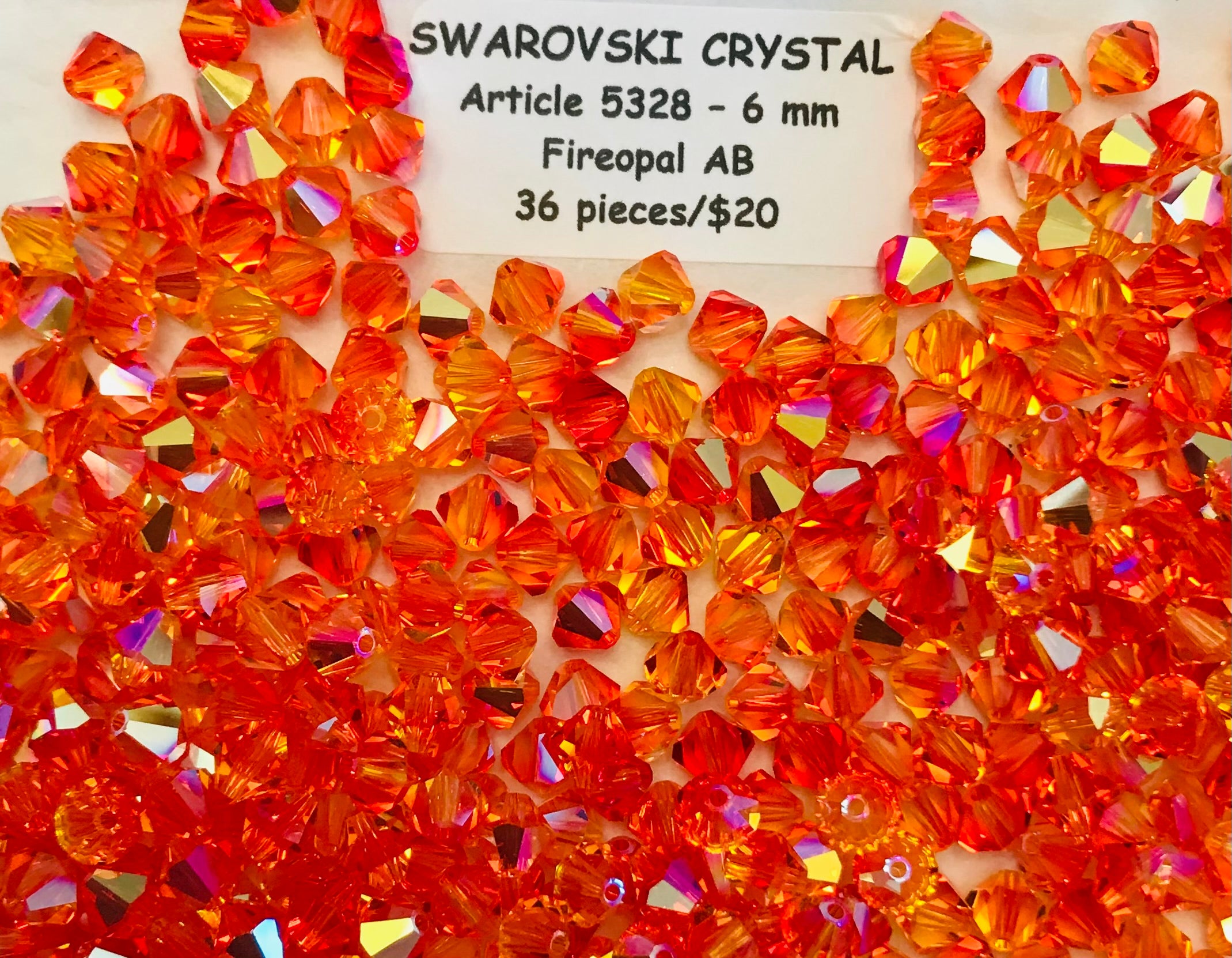 Swarovski Crystal Bicone Beads - Article 5301/5328 - 6mm - Fireopal AB