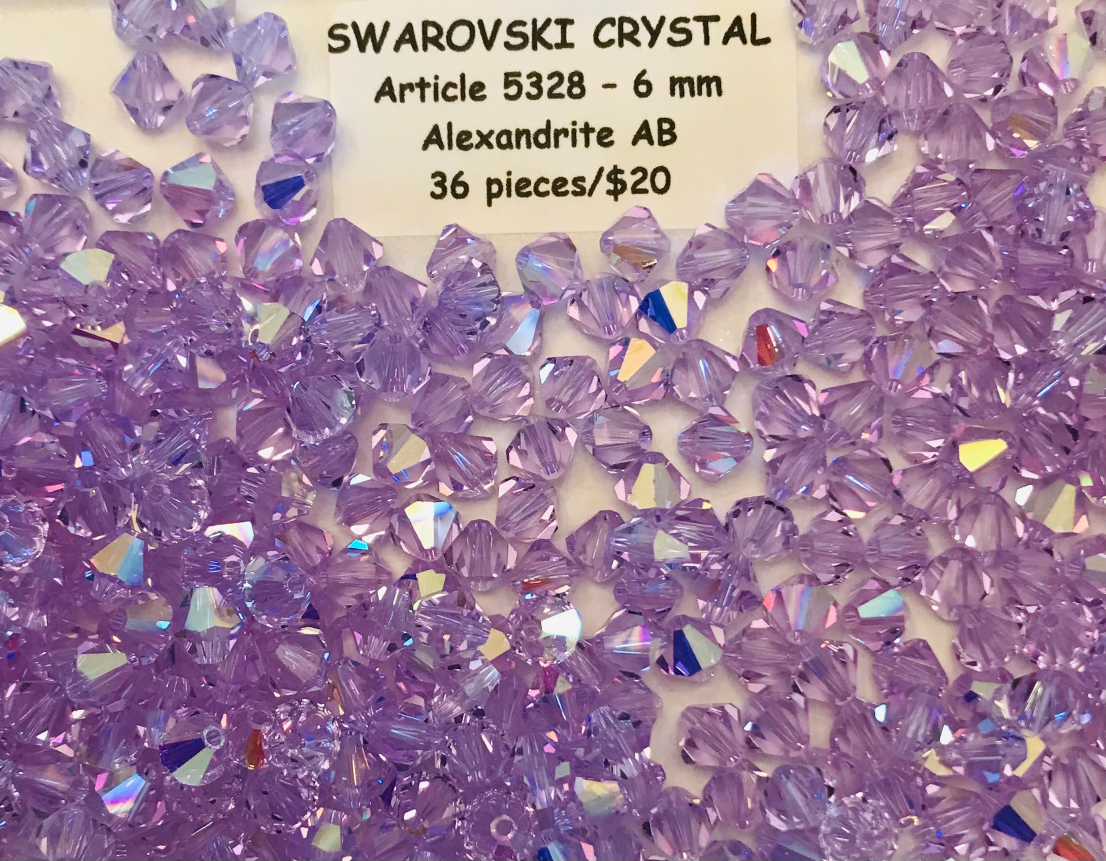 Swarovski Crystal Bicone Beads - Article 5301/5328 - 6mm - Alexandrite AB