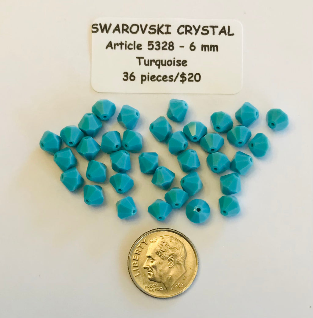 Swarovski Crystal Bicone Beads - Article 5301/5328 - 6mm - Turquoise