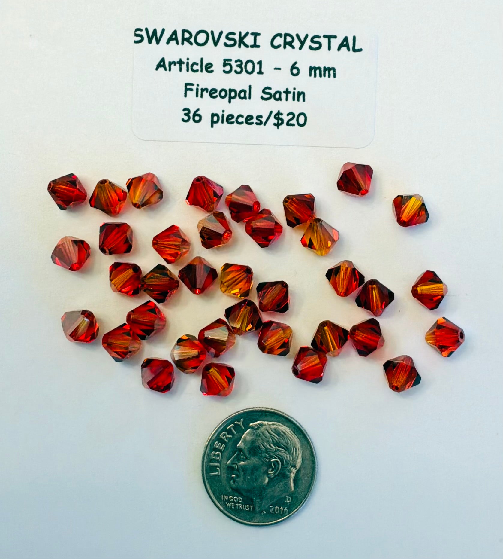 Swarovski Crystal Bicone Beads - Article 5301/5328 - 6mm - Fireopal Satin