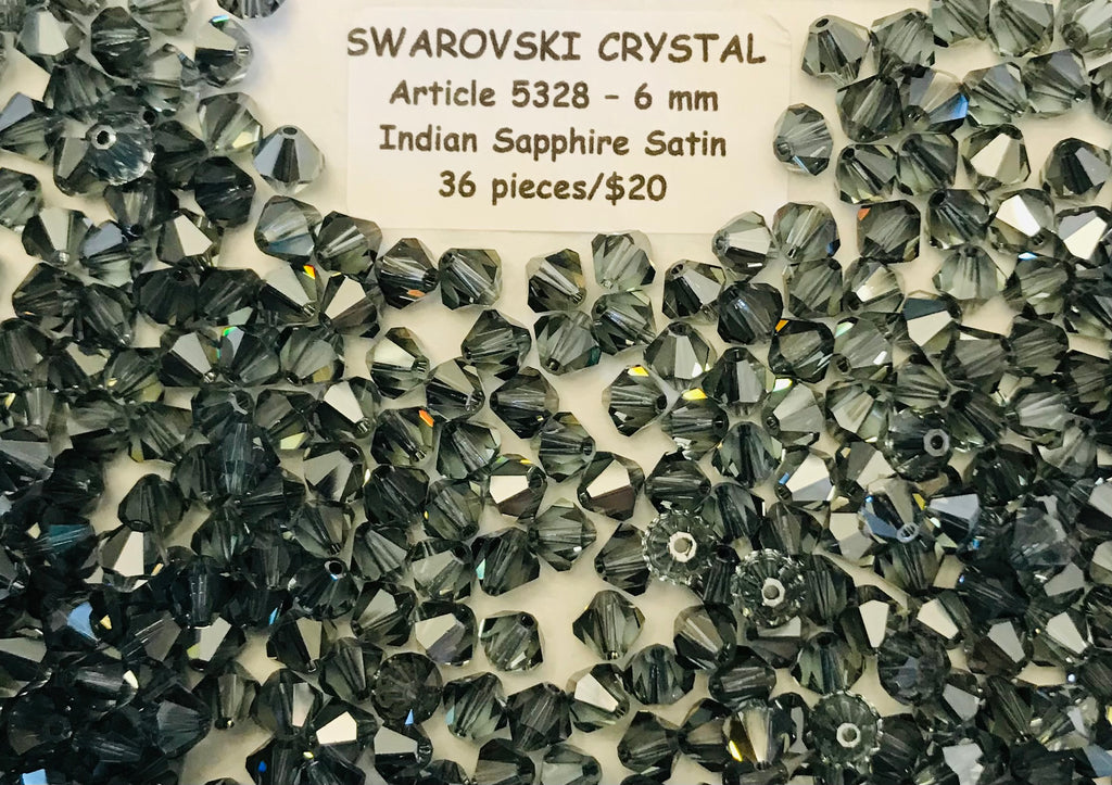 Swarovski Crystal Bicone Beads - Article 5301/5328 - 6mm - Indian Sapphire Satin