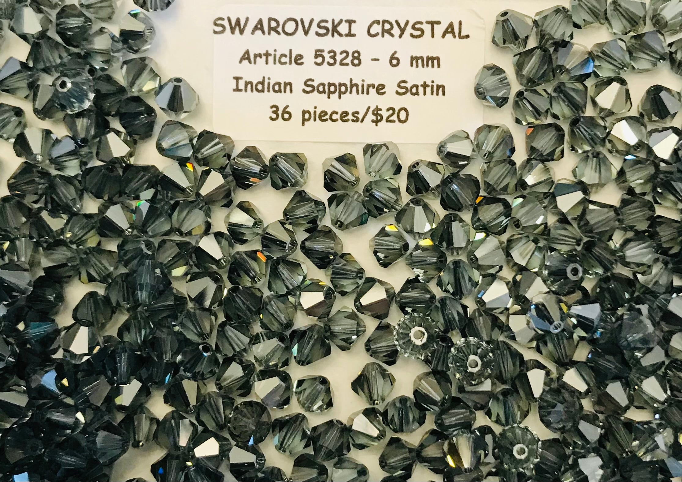 Swarovski Crystal Bicone Beads - Article 5301/5328 - 6mm - Indian Sapphire Satin