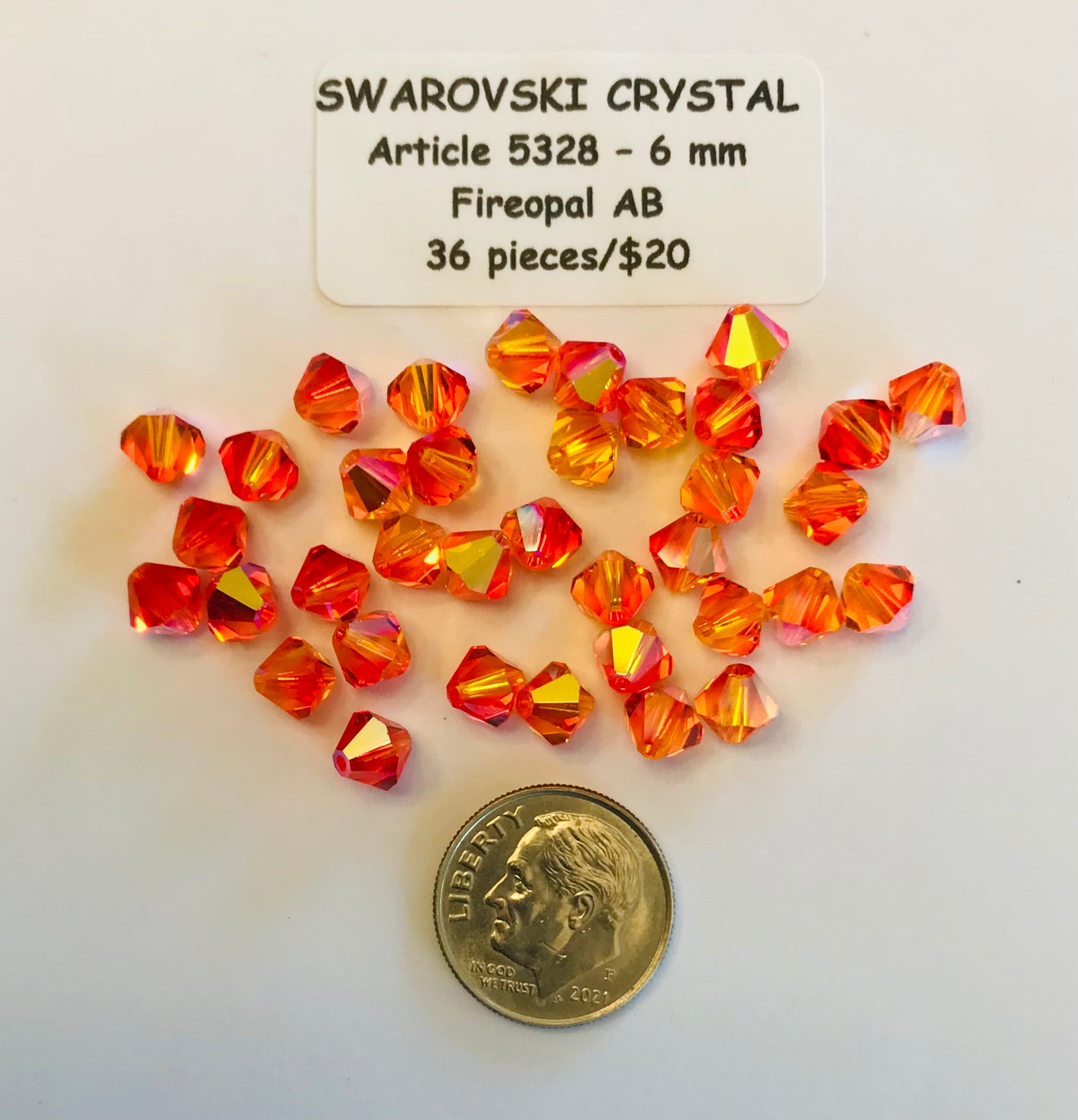 Swarovski Crystal Bicone Beads - Article 5301/5328 - 6mm - Fireopal AB