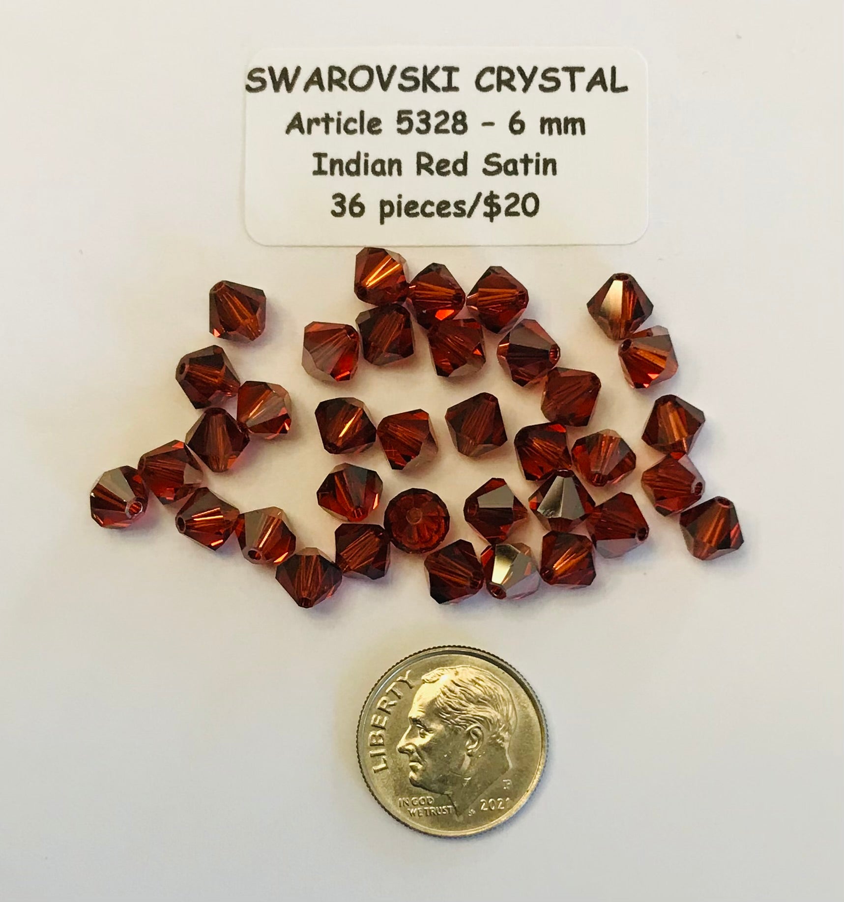Swarovski Crystal Bicone Beads - Article 5301/5328 - 6mm - Indian Red Satin