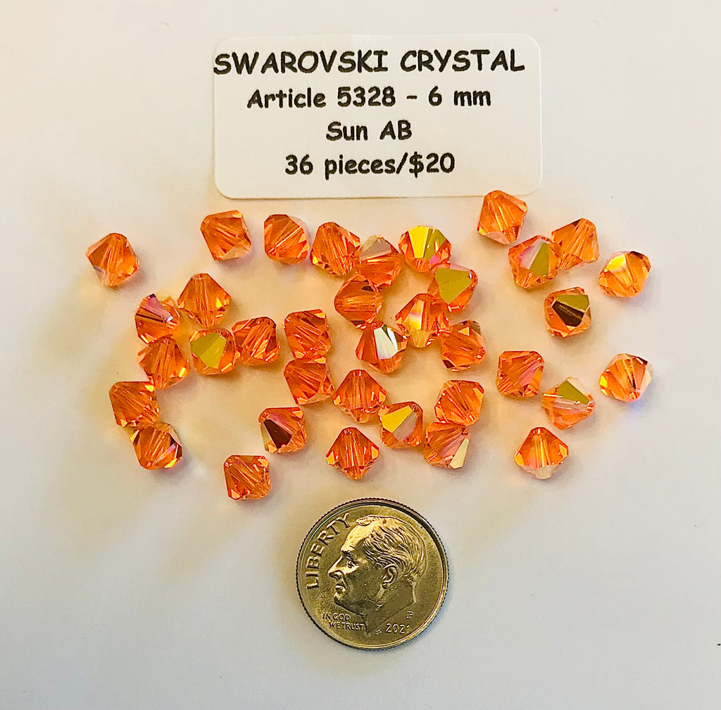 Swarovski Crystal Bicone Beads - Article 5301/5328 - 6mm - Sun AB