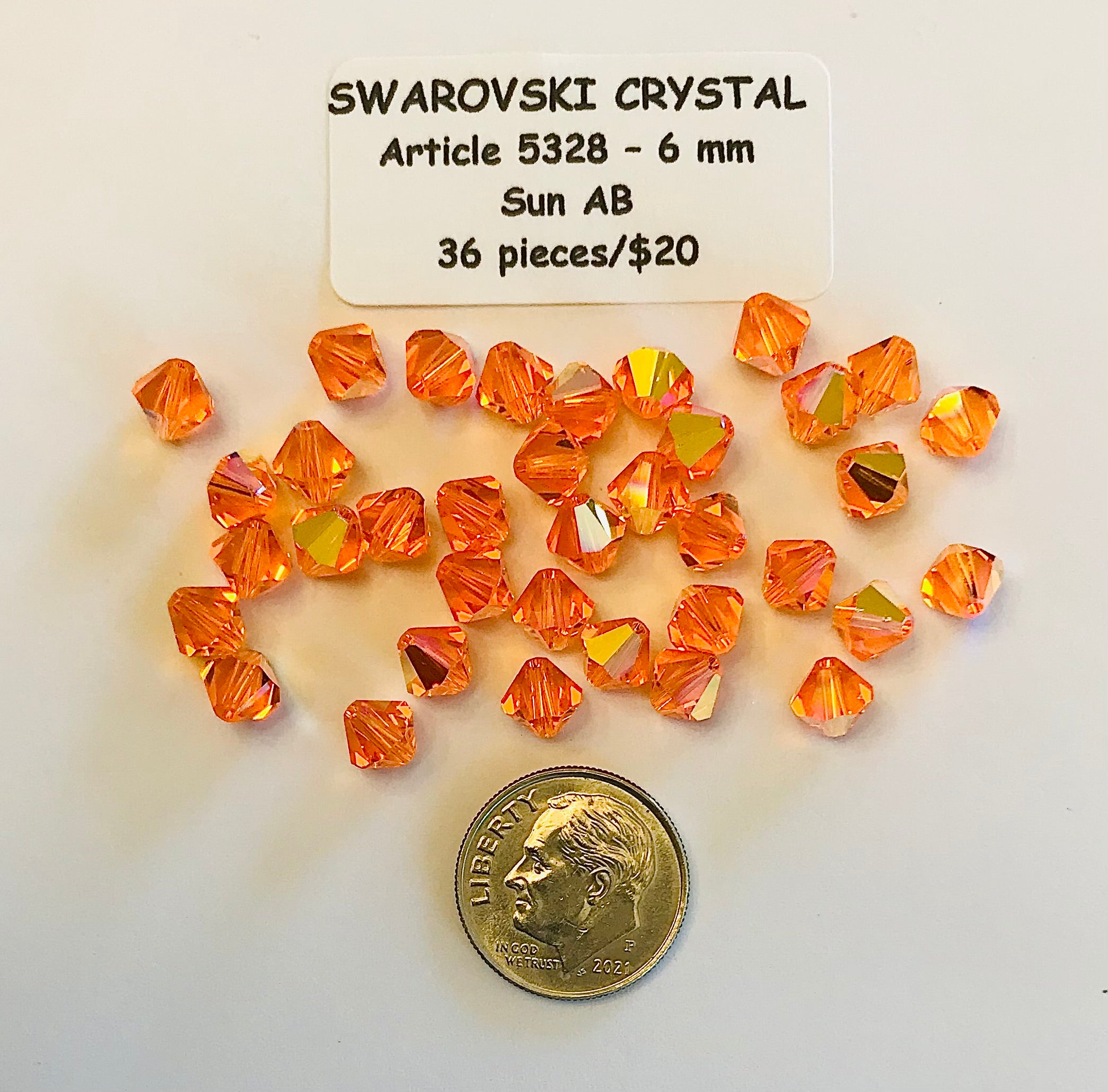 Swarovski Crystal Bicone Beads - Article 5301/5328 - 6mm - Sun AB