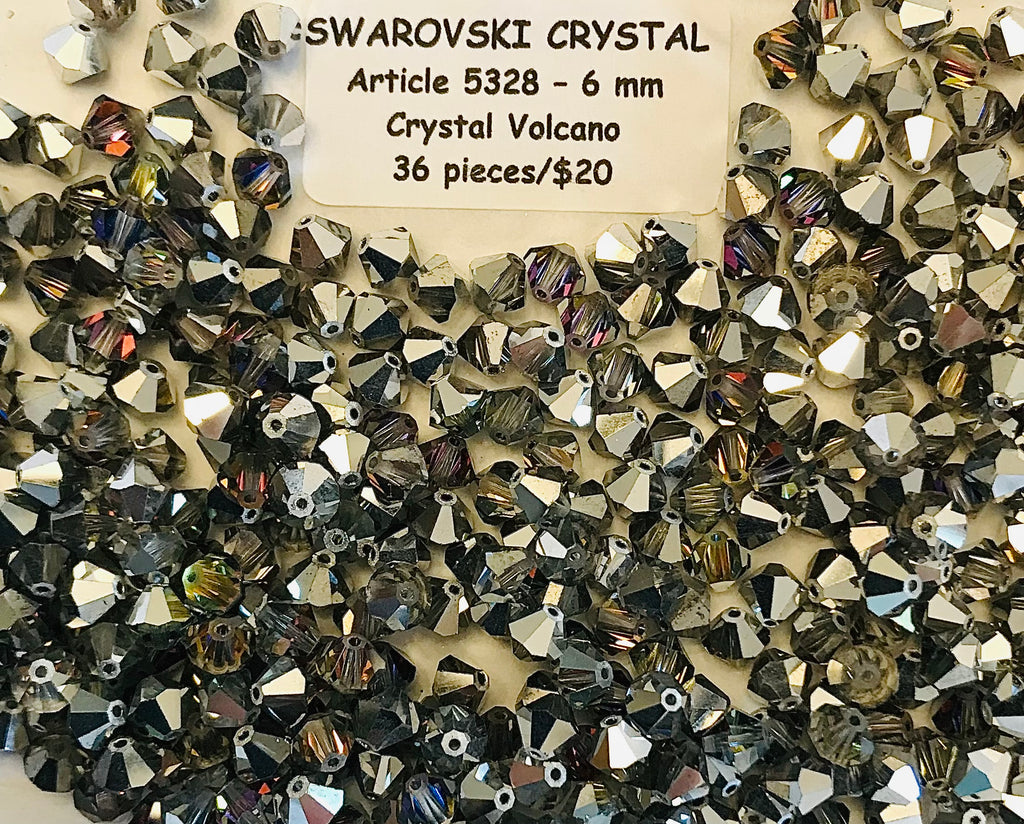 Swarovski Crystal Bicone Beads - Article 5301/5328 - 6mm - Crystal Volcano