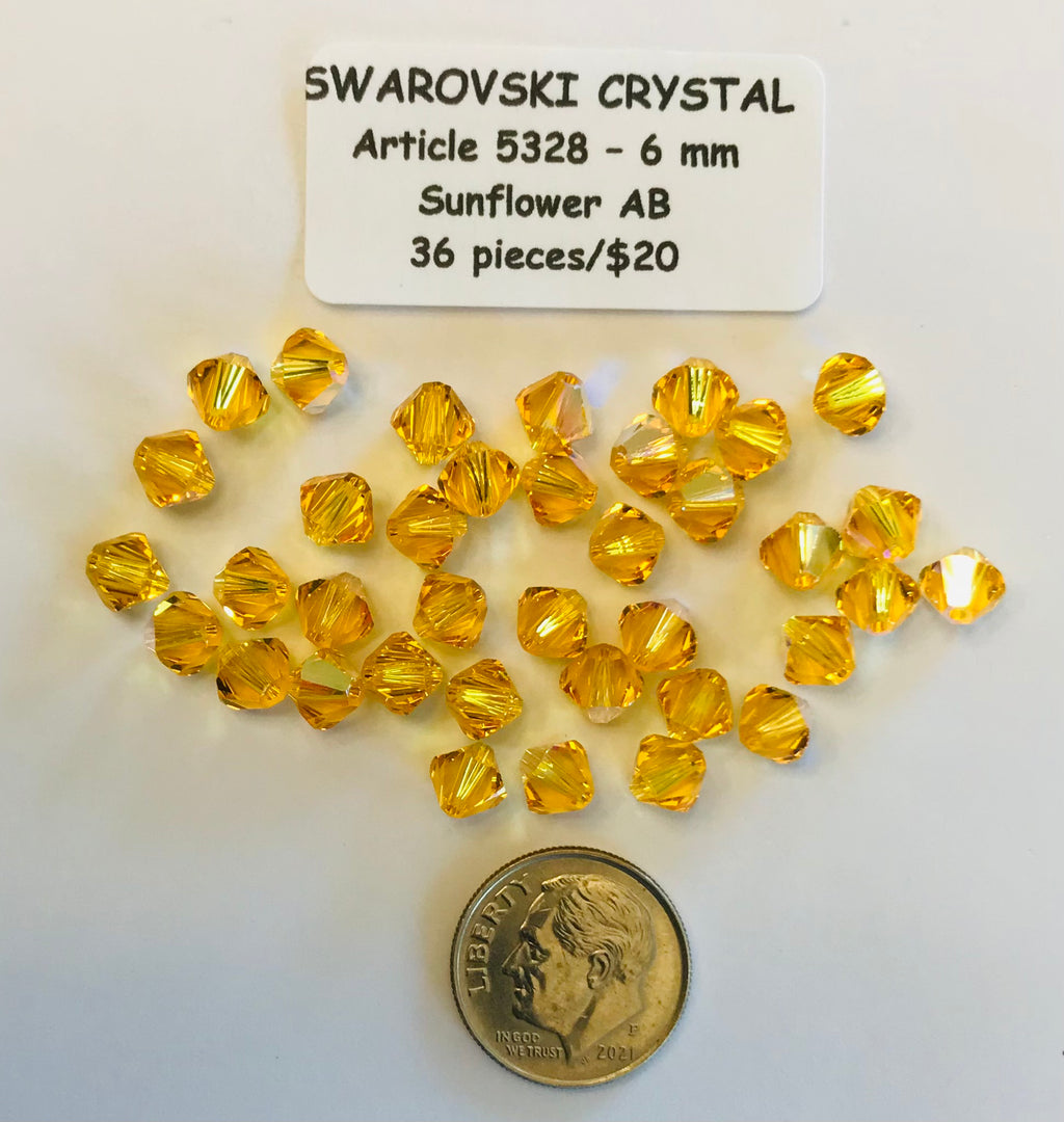 Swarovski Crystal Bicone Beads - Article 5301/5328 - 6mm - Sunflower AB