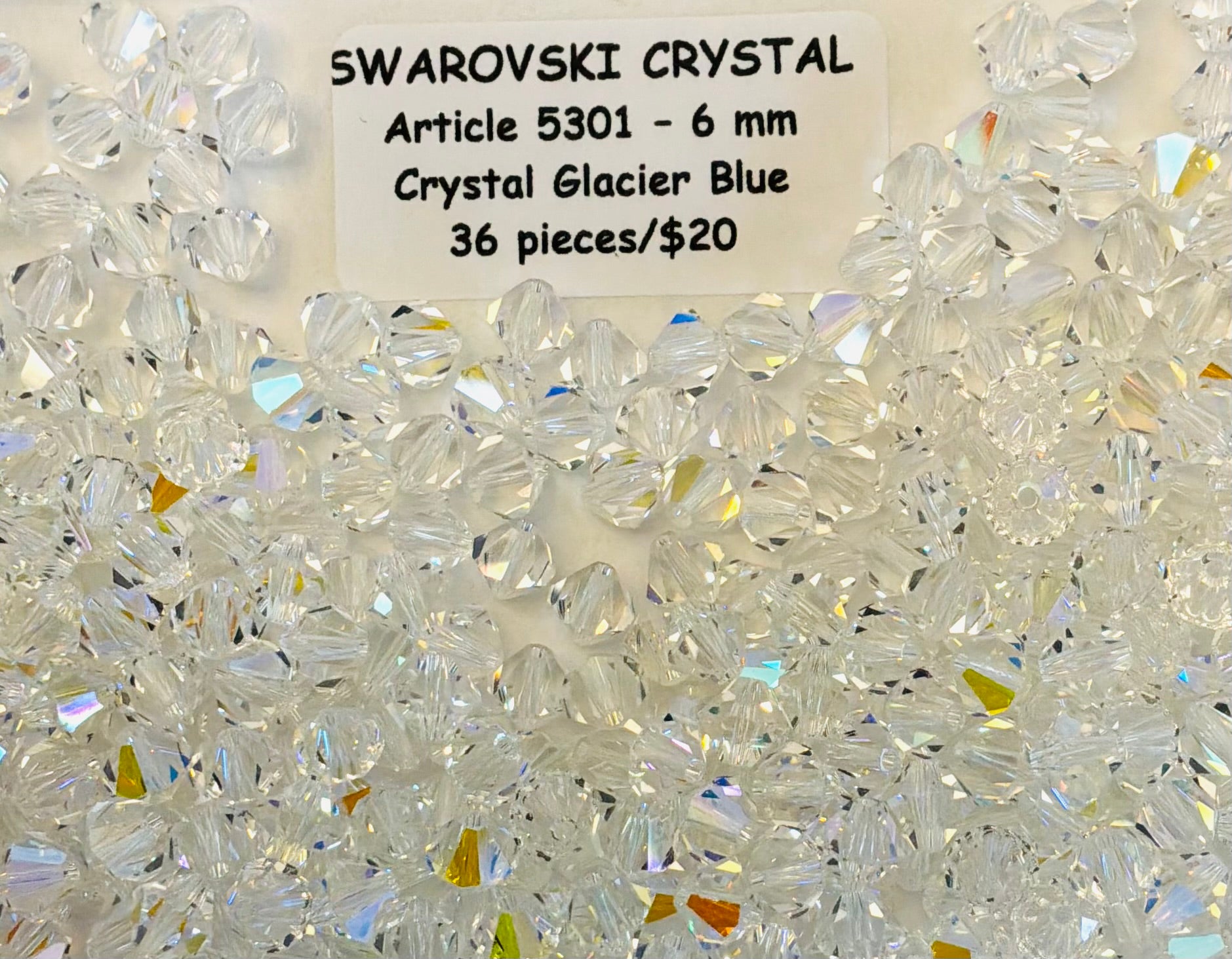 Swarovski Crystal Bicone Beads - Article 5301/5328 - 6mm - Crystal Glacier Blue