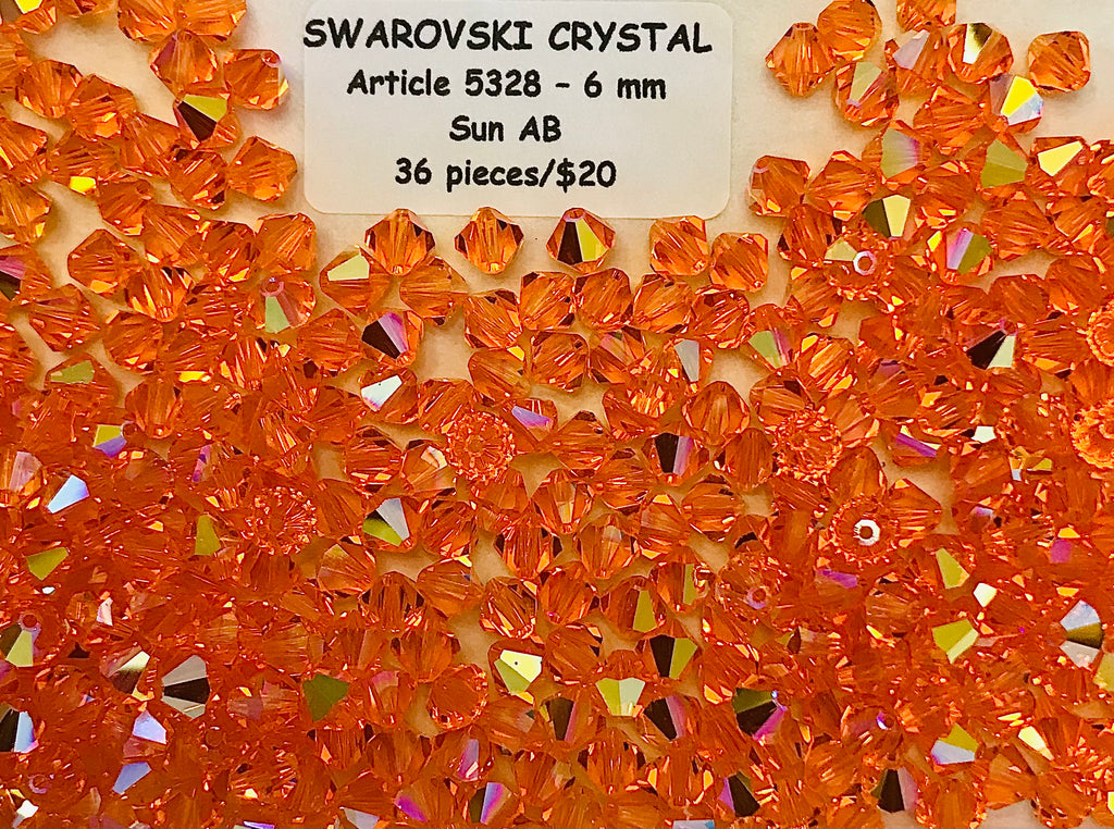 Swarovski Crystal Bicone Beads - Article 5301/5328 - 6mm - Sun AB