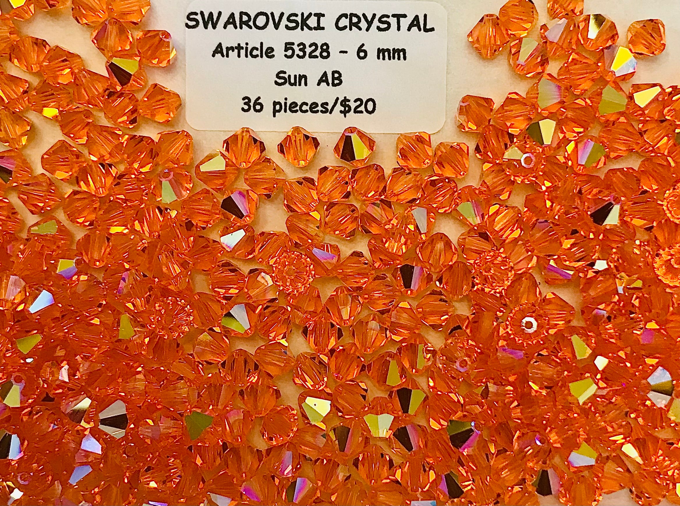 Swarovski Crystal Bicone Beads - Article 5301/5328 - 6mm - Sun AB