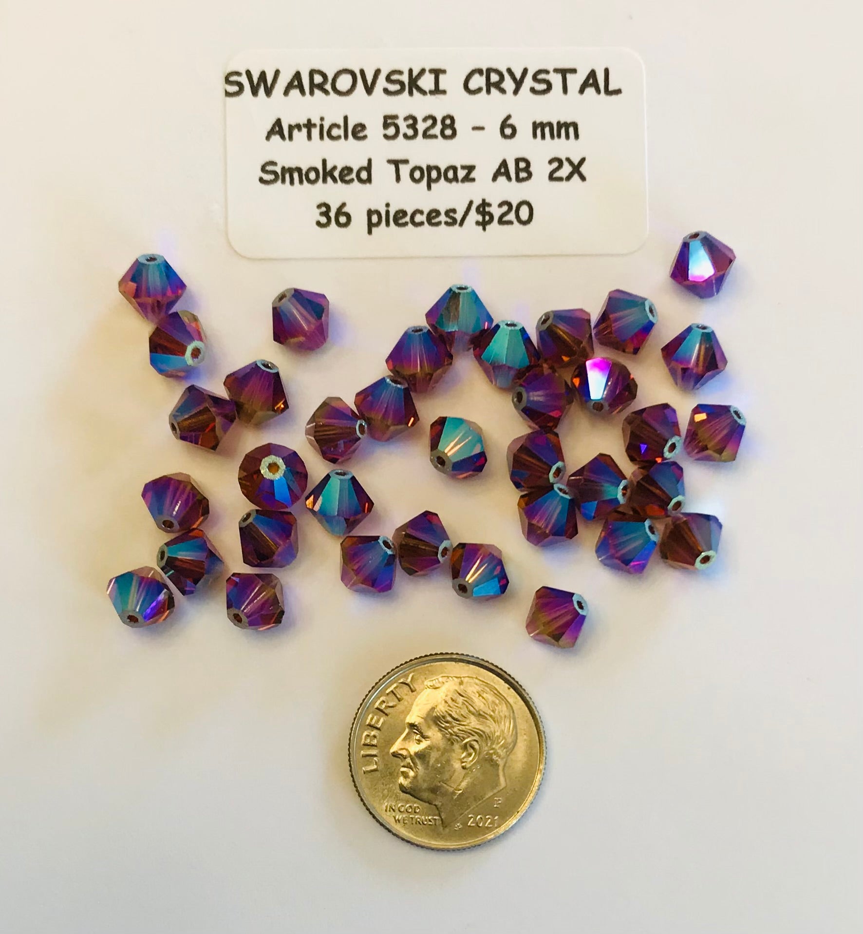 Swarovski Crystal Bicone Beads - Article 5301/5328 - 6mm - SmokedTopaz AB 2X