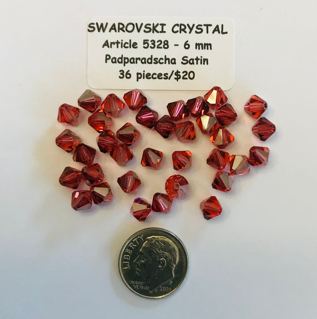 Swarovski Crystal Bicone Beads - Article 5301/5328 - 6mm - Padparadscha Satin