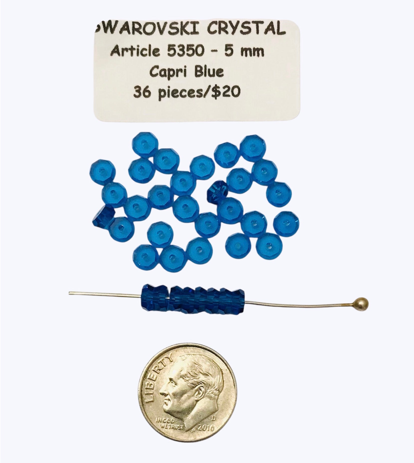 Vintage Swarovski Crystal Beads - Article 5350 - 5mm - Capri Blue
